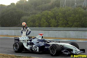 Antonio Pizzonia after his car broke down on track
