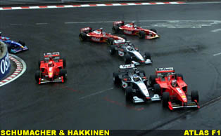 Schumacher and Hakkinen touching