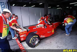 Stewards checking Ferrari