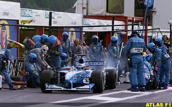 Wurz out of the pits
