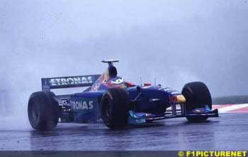 Jean Alesi in the rain, Belgium 1998