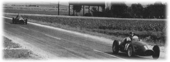 Juan Fangio leading momentarily