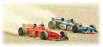 Schumacher and Berger sliding away in 1997