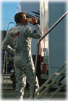 Mika Hakkinen has a drink