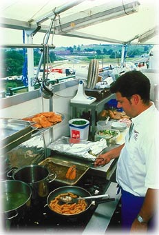 Cooking on the spot, at the pits of a GP venue