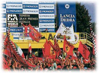 The tifosi cheer for their beloved Alesi, Monza 1993