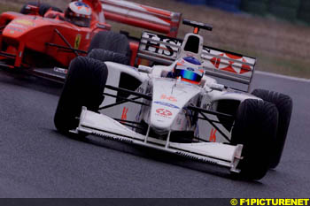 Schumacher attacks Barrichello, France