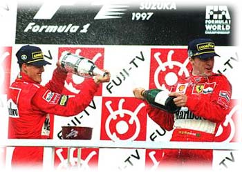 The Ferrari boys celebrate, 1997