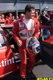 Schumacher arrives at Mugello last month