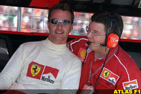 Eddie Irvine and Ross Brawn, today