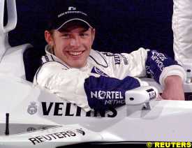 Jenson Button seated in the FW22, today