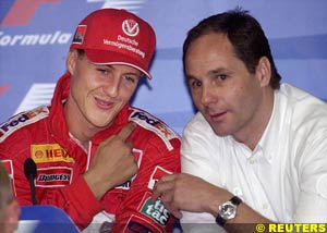 Schumacher and Berger at the conference today