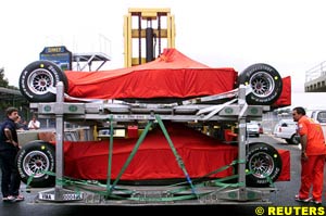 The Ferrari cars arrive at Interlagos today