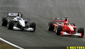 Schumacher overtakes Hakkinen for the lead