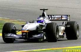 Mika Hakkinen in action today at Valencia