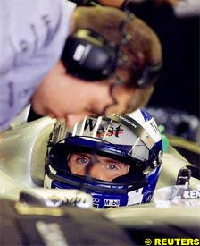 David Coulthard sits in his car, today in Valencia