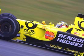 Jean Alesi in action at Silverstone, today