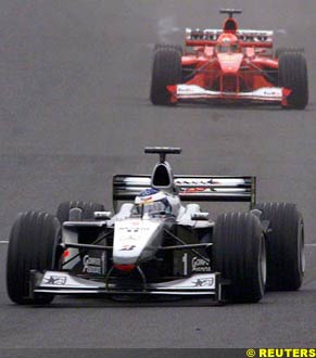 Hakkinen leads Schumacher at the start