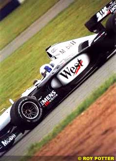 David Coulthard testing in Mika Hakkinens McLaren